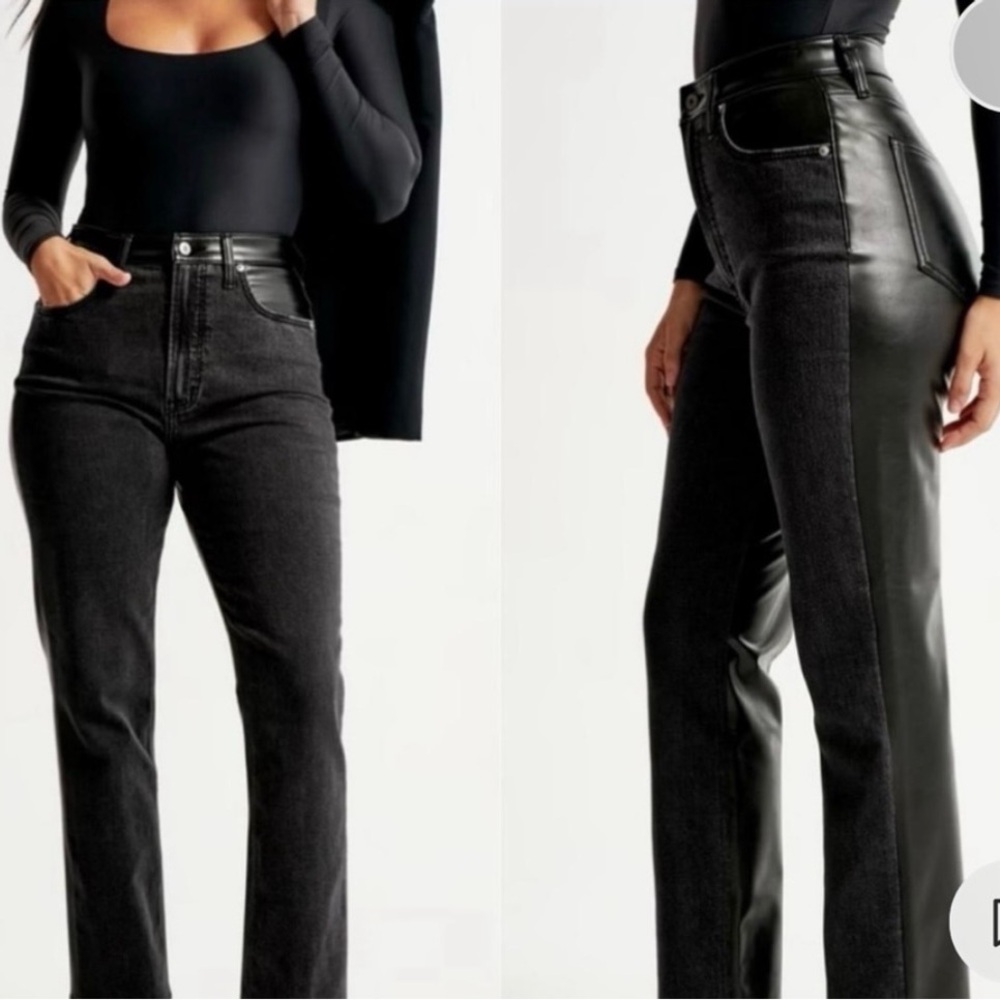Abercrombie & Fitch 90’s ultra high rise mixed fabric jeans